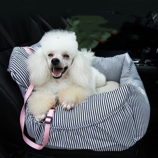 KFX-0873277 Blue Striped Denim Canvas Dog Travel Kennel - 55x50x30cm