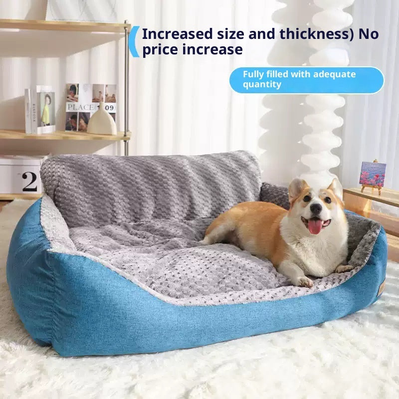 KFX-0874301 Cozy Flannel Pet Sofa Kennel with Removable Washable Cover for All Seasons