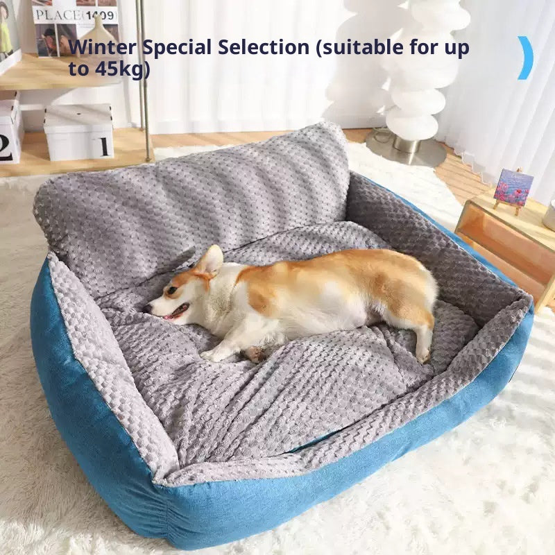 KFX-0874301 Cozy Flannel Pet Sofa Kennel with Removable Washable Cover for All Seasons