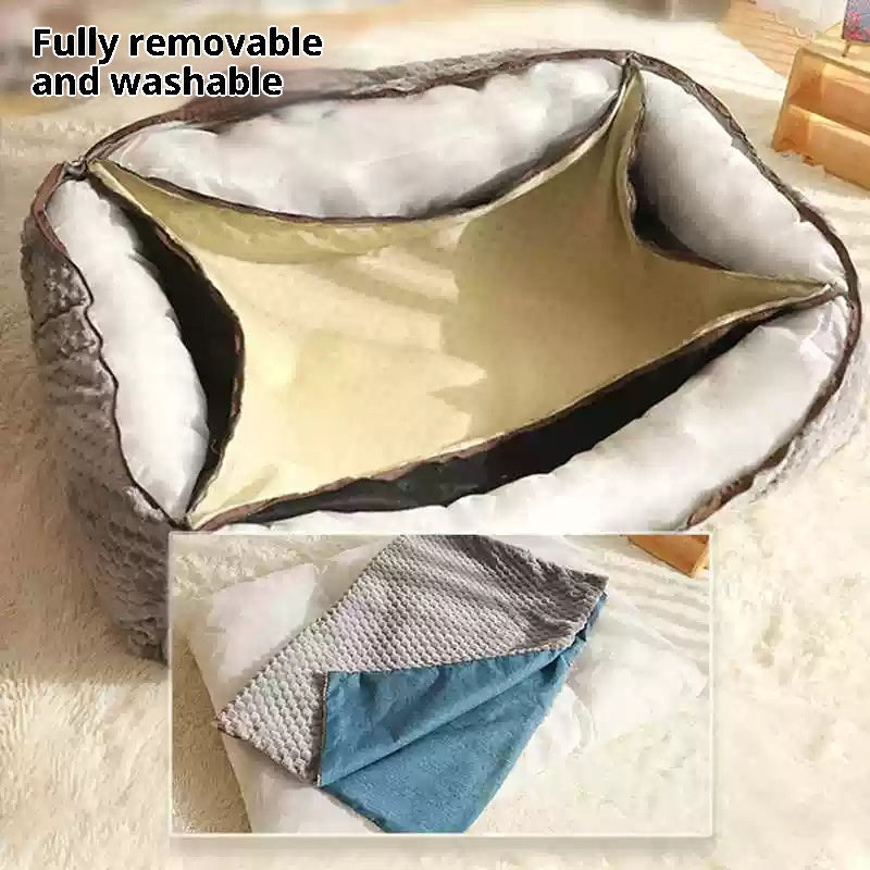 KFX-0874301 Cozy Flannel Pet Sofa Kennel with Removable Washable Cover for All Seasons