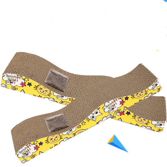 KFX-0874429 Wave-Shaped Corrugated Paper Cat Scratcher - Earthy Brown, 45x12.5x5cm