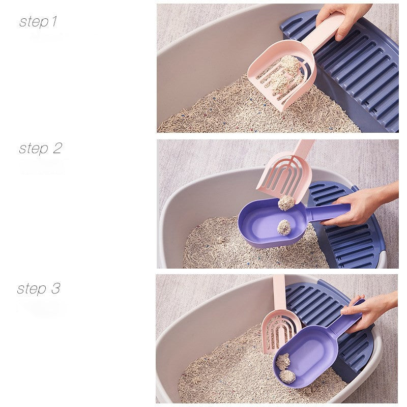 KFX-0875837 Self-Cleaning Cat Litter Shovel - Durable Lightweight ABS Scoop for All Cat Breeds