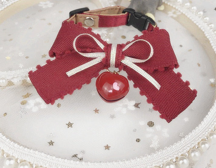 KFX-0876477 Sweet Bow Tie Collars for Cats and Dogs with Bell or Pearl Style Options