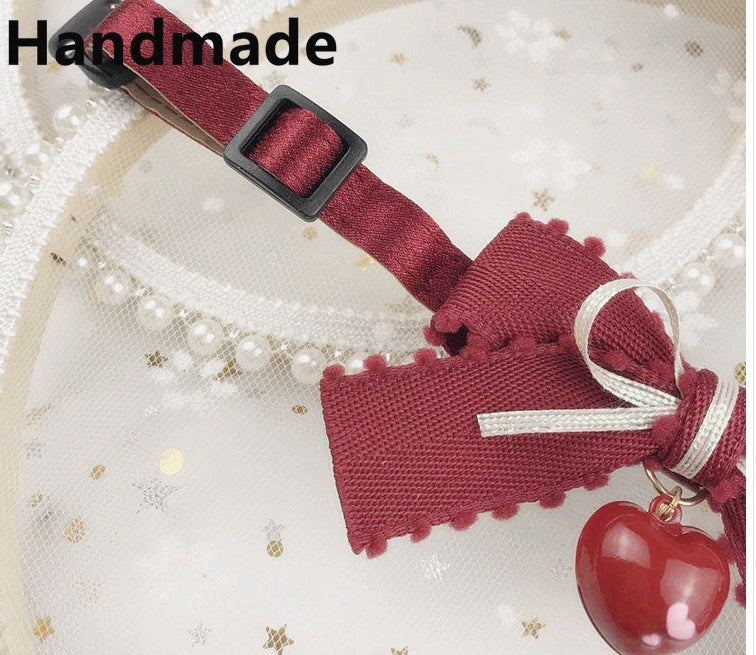 KFX-0876477 Sweet Bow Tie Collars for Cats and Dogs with Bell or Pearl Style Options