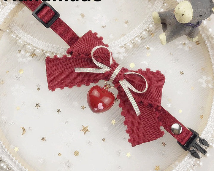 KFX-0876477 Sweet Bow Tie Collars for Cats and Dogs with Bell or Pearl Style Options