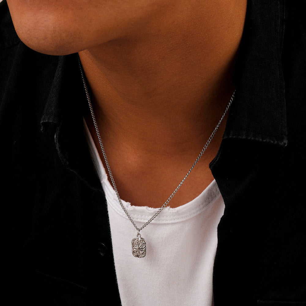 KFX-0876861 Trendy Minimalist Alloy Square Pendant Necklace for Women with Snake Chain