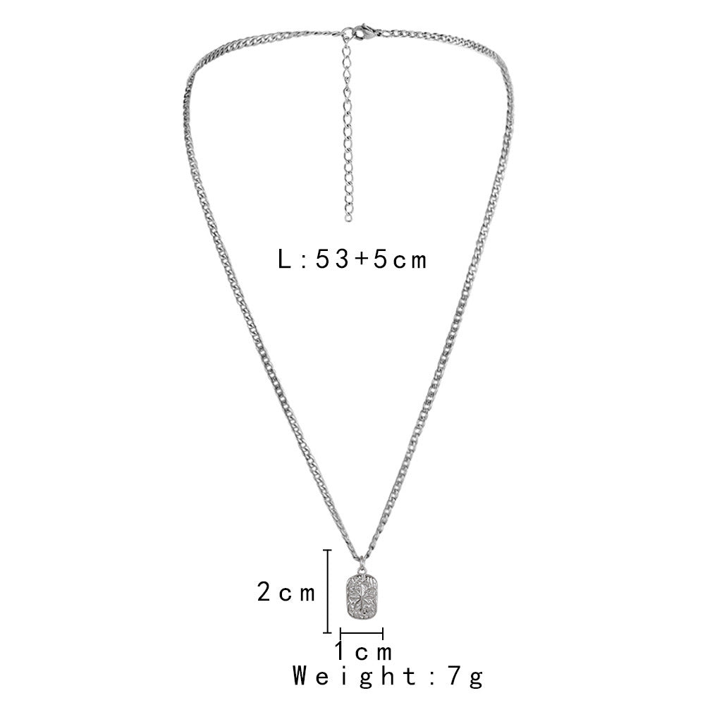 KFX-0876861 Trendy Minimalist Alloy Square Pendant Necklace for Women with Snake Chain