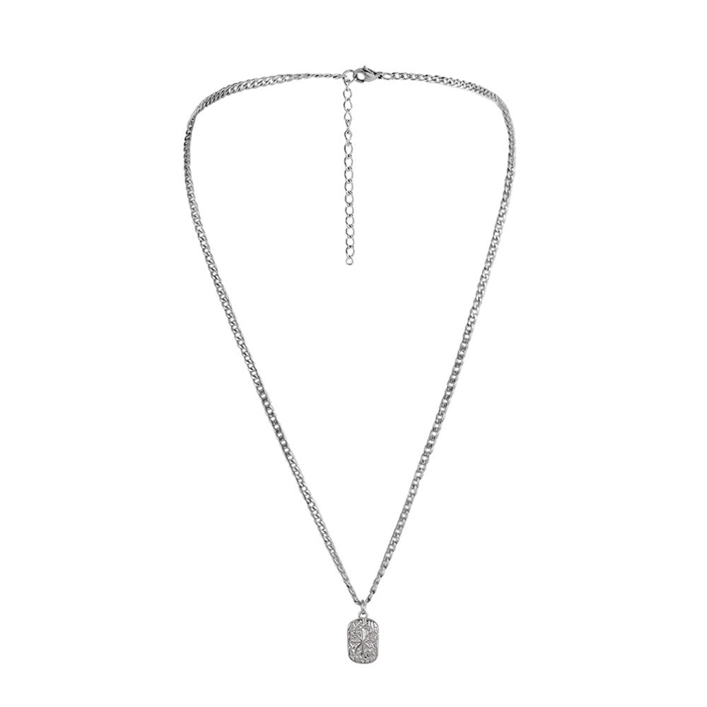 KFX-0876861 Trendy Minimalist Alloy Square Pendant Necklace for Women with Snake Chain