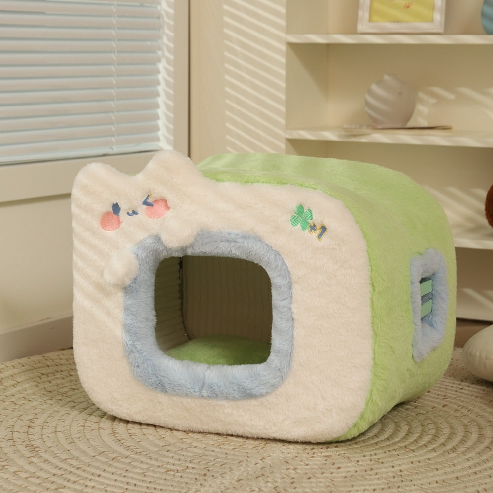KFX-0878269 Cozy Polyester Sponge Cat Nest for Comfort and Warmth