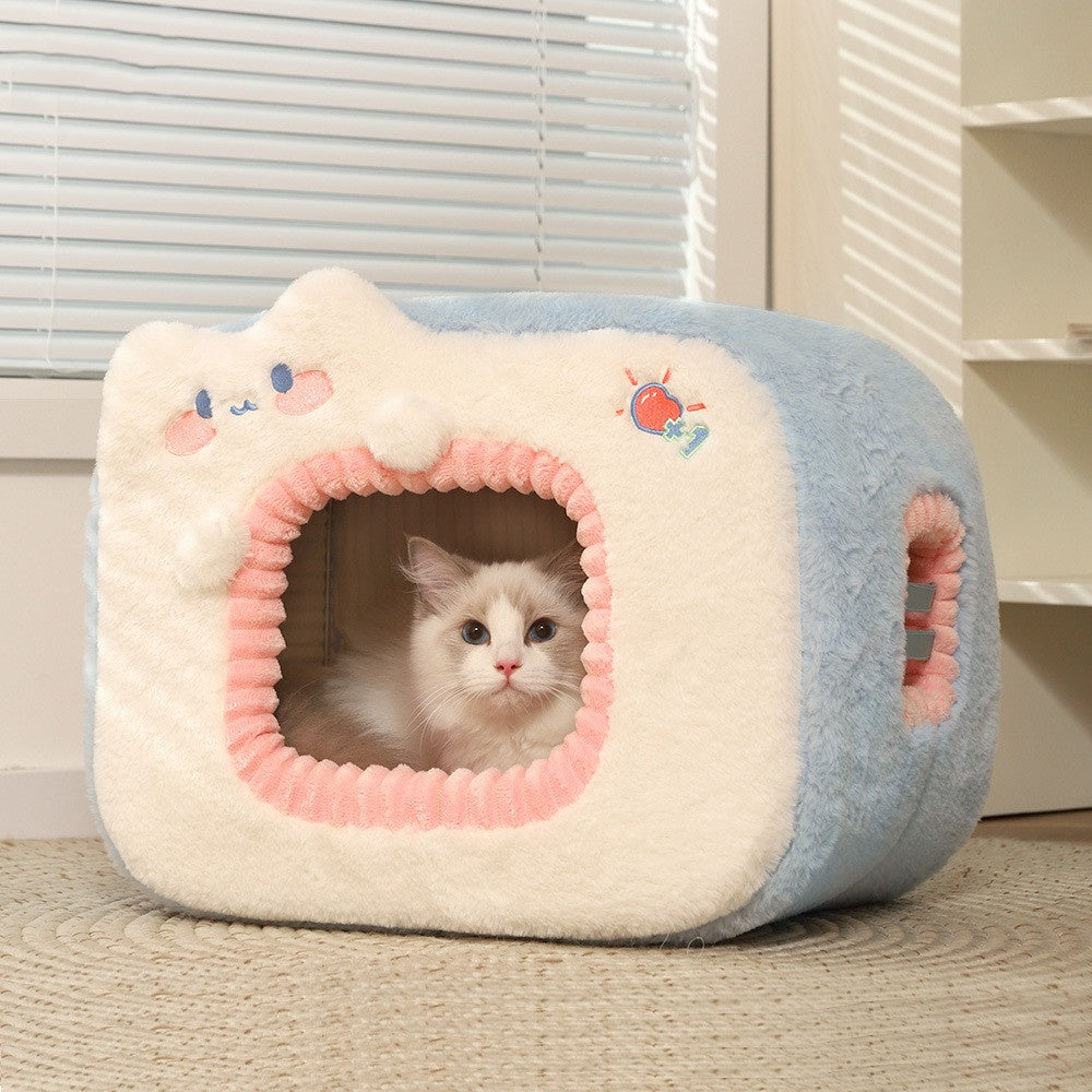 KFX-0878269 Cozy Polyester Sponge Cat Nest for Comfort and Warmth