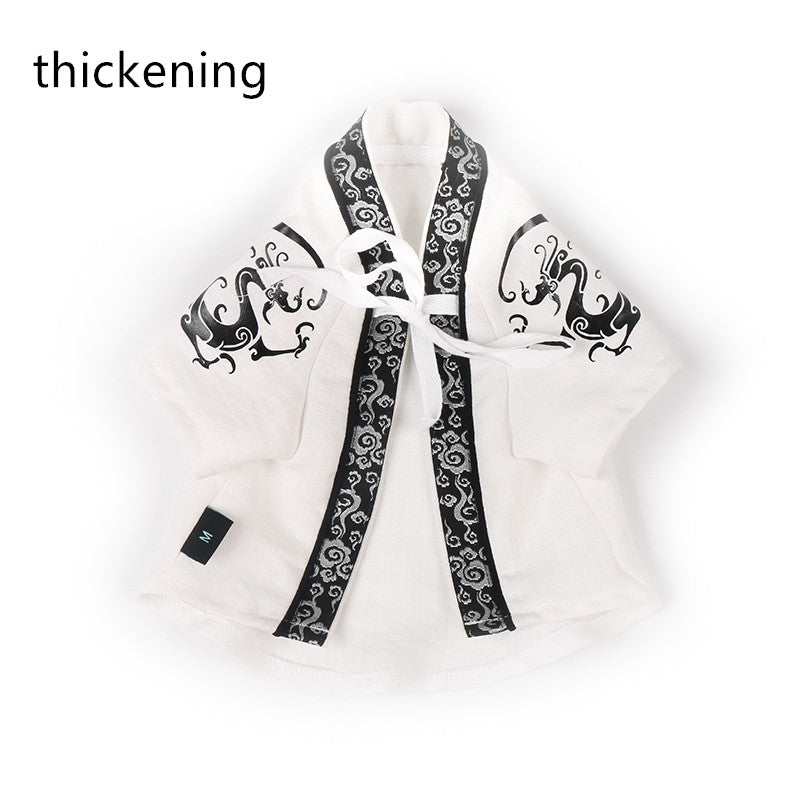 KFX-0882365 Casual Cotton Dragon Robe for Small Dogs - Anti-Hair Pet Apparel in White
