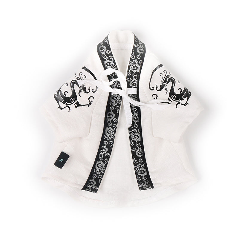 KFX-0882365 Casual Cotton Dragon Robe for Small Dogs - Anti-Hair Pet Apparel in White