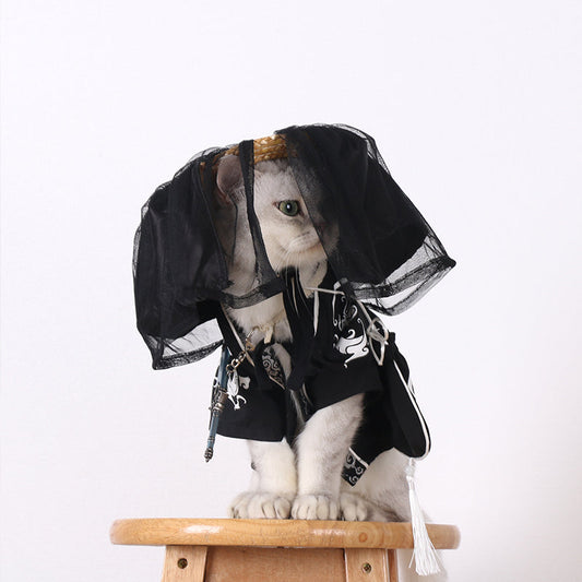 KFX-0882365 Casual Cotton Dragon Robe for Small Dogs - Anti-Hair Pet Apparel in White
