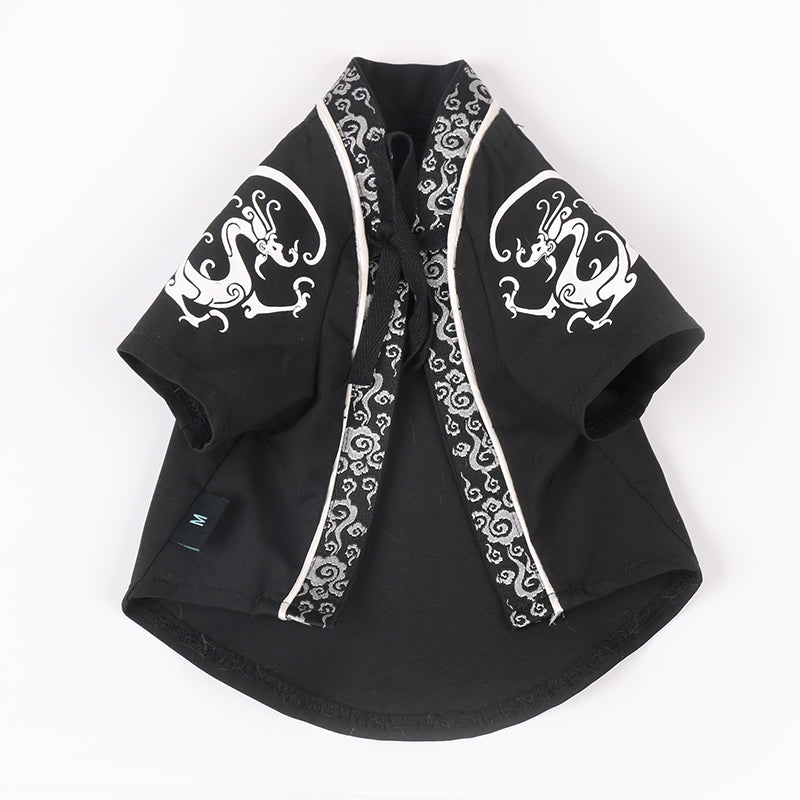 KFX-0882365 Casual Cotton Dragon Robe for Small Dogs - Anti-Hair Pet Apparel in White