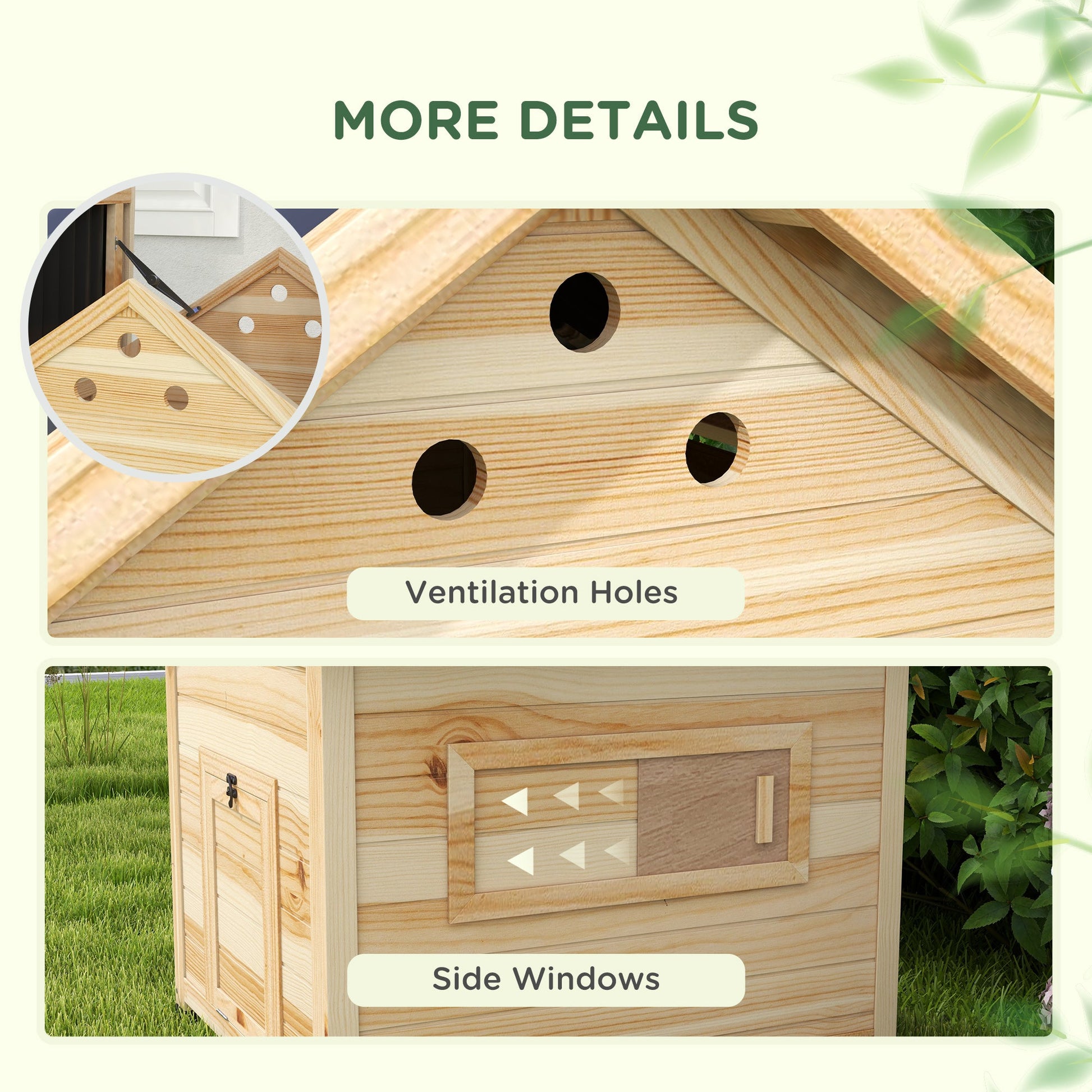 KFX-0883645 Wooden Duck House with Openable Roof, Double Doors & Natural Wood Finish