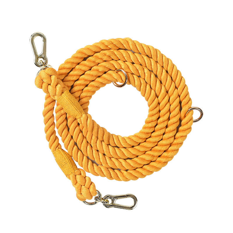 KFX-0889533 Woven Rainbow Multi-functional Dog Leash with Hand Holding Rope and Double Head Design