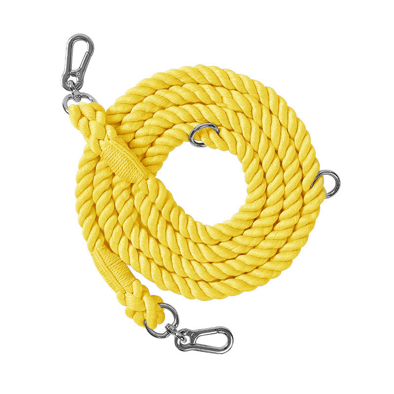 KFX-0889533 Woven Rainbow Multi-functional Dog Leash with Hand Holding Rope and Double Head Design