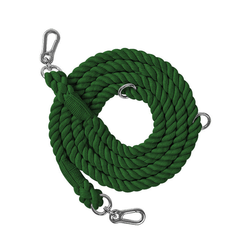 KFX-0889533 Woven Rainbow Multi-functional Dog Leash with Hand Holding Rope and Double Head Design
