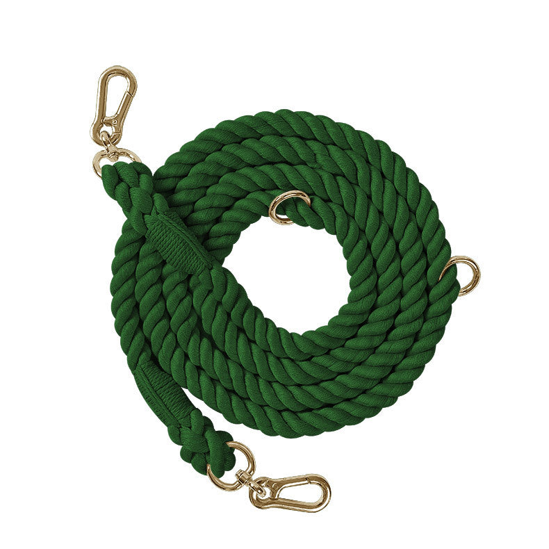 KFX-0889533 Woven Rainbow Multi-functional Dog Leash with Hand Holding Rope and Double Head Design