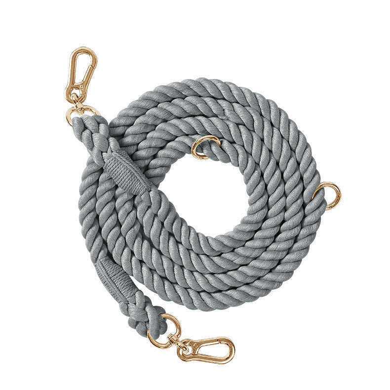 KFX-0889533 Woven Rainbow Multi-functional Dog Leash with Hand Holding Rope and Double Head Design