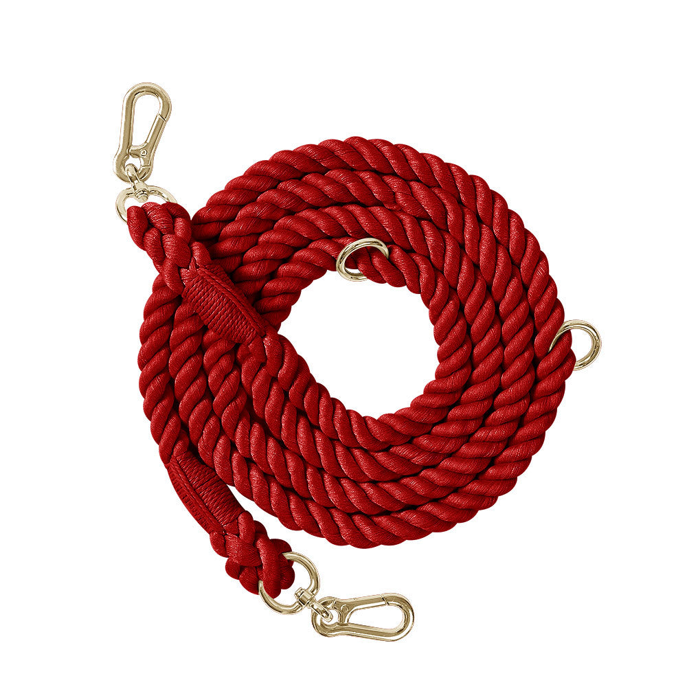 KFX-0889533 Woven Rainbow Multi-functional Dog Leash with Hand Holding Rope and Double Head Design