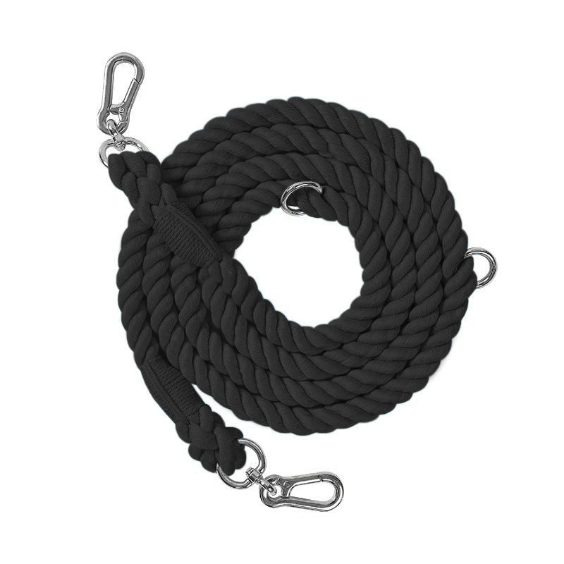 KFX-0889533 Woven Rainbow Multi-functional Dog Leash with Hand Holding Rope and Double Head Design