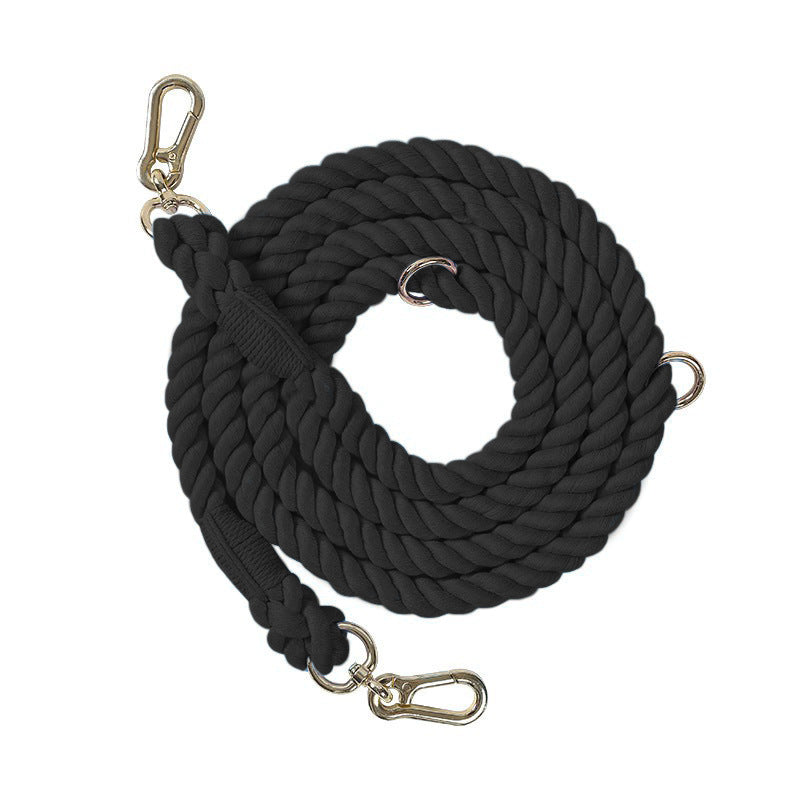 KFX-0889533 Woven Rainbow Multi-functional Dog Leash with Hand Holding Rope and Double Head Design