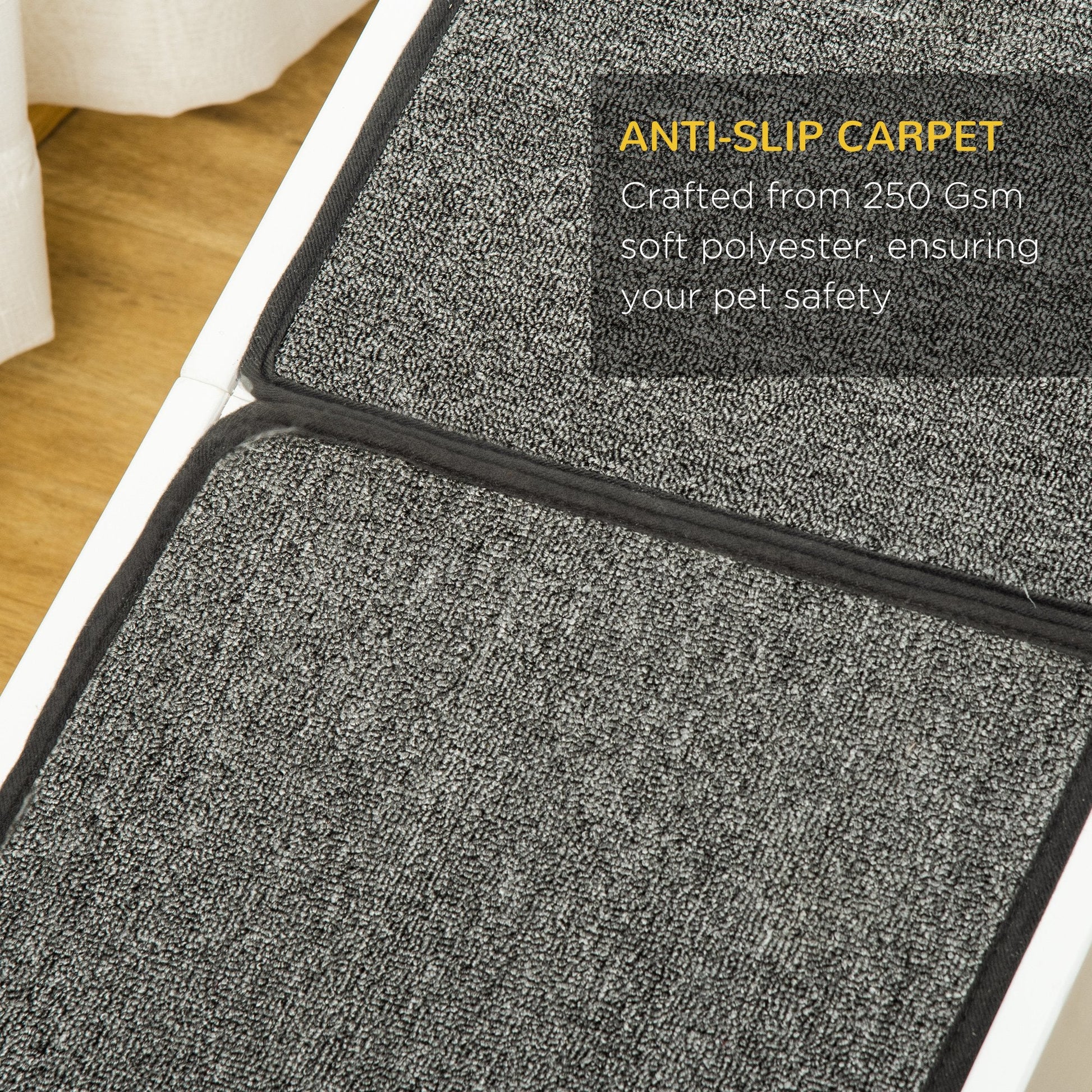 KFX-0891197 Foldable Dog Ramp with Non-Slip Carpet Top - Gray and White, Designed for Senior and Small Dogs