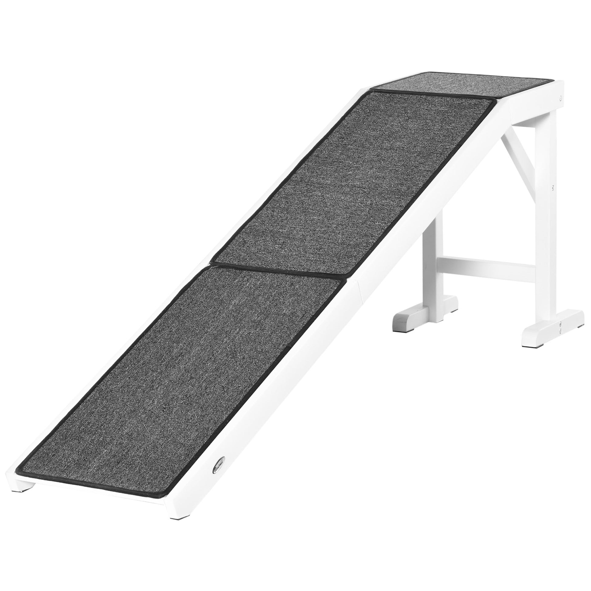 KFX-0891197 Foldable Dog Ramp with Non-Slip Carpet Top - Gray and White, Designed for Senior and Small Dogs