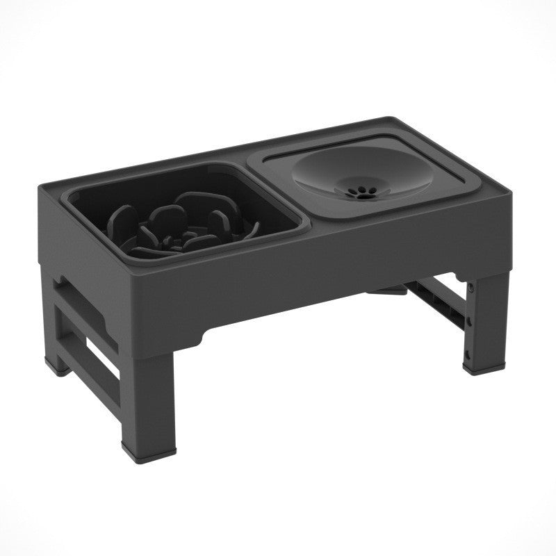 KFX-0891709 Adjustable Height Foldable Dog Drinking Bowl with Stainless Steel Slow Feeding Double Bowl