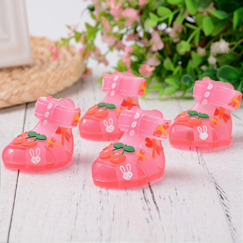 KFX-0892349 Fashionable Soft-Soled Non-Slip Waterproof Shoes for Dogs - Breathable Design in Pink, Yellow, and Blue