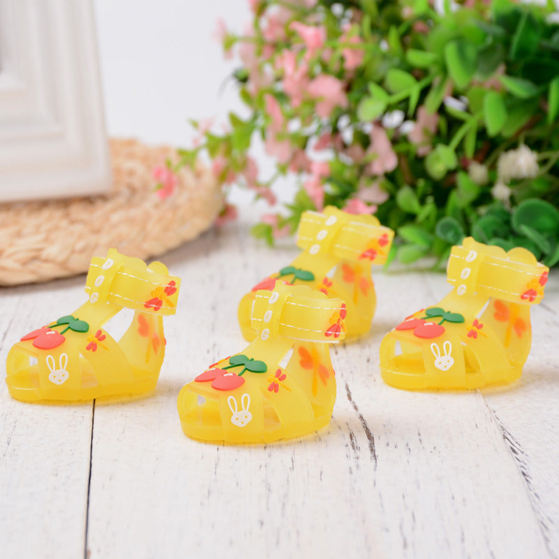 KFX-0892349 Fashionable Soft-Soled Non-Slip Waterproof Shoes for Dogs - Breathable Design in Pink, Yellow, and Blue