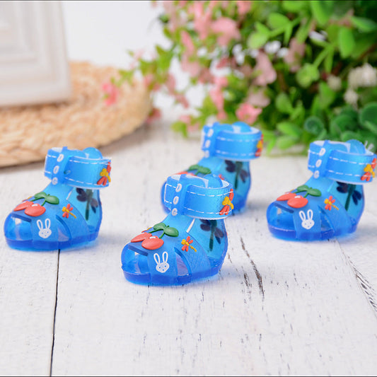 KFX-0892349 Fashionable Soft-Soled Non-Slip Waterproof Shoes for Dogs - Breathable Design in Pink, Yellow, and Blue
