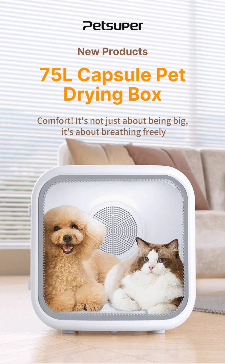 KFX-089299 75L Smart Pet Dryer Box with Curved Tempered Glass for Quick 15-Minute Drying