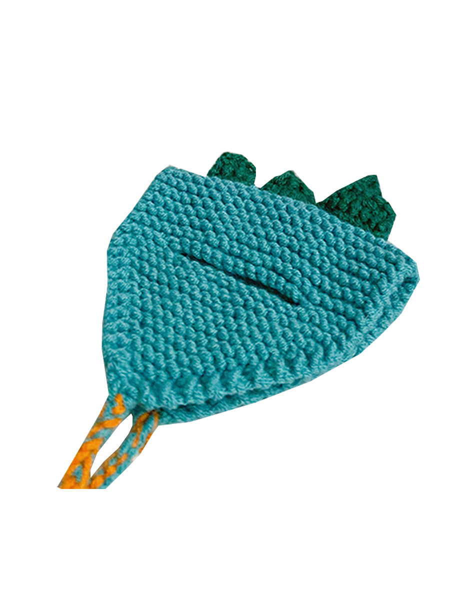 KFX-0893117 Knitted Dinosaur Pet Hat for Cats - Available in Blue, Green, Purple, and Yellow