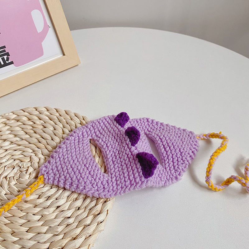 KFX-0893117 Knitted Dinosaur Pet Hat for Cats - Available in Blue, Green, Purple, and Yellow