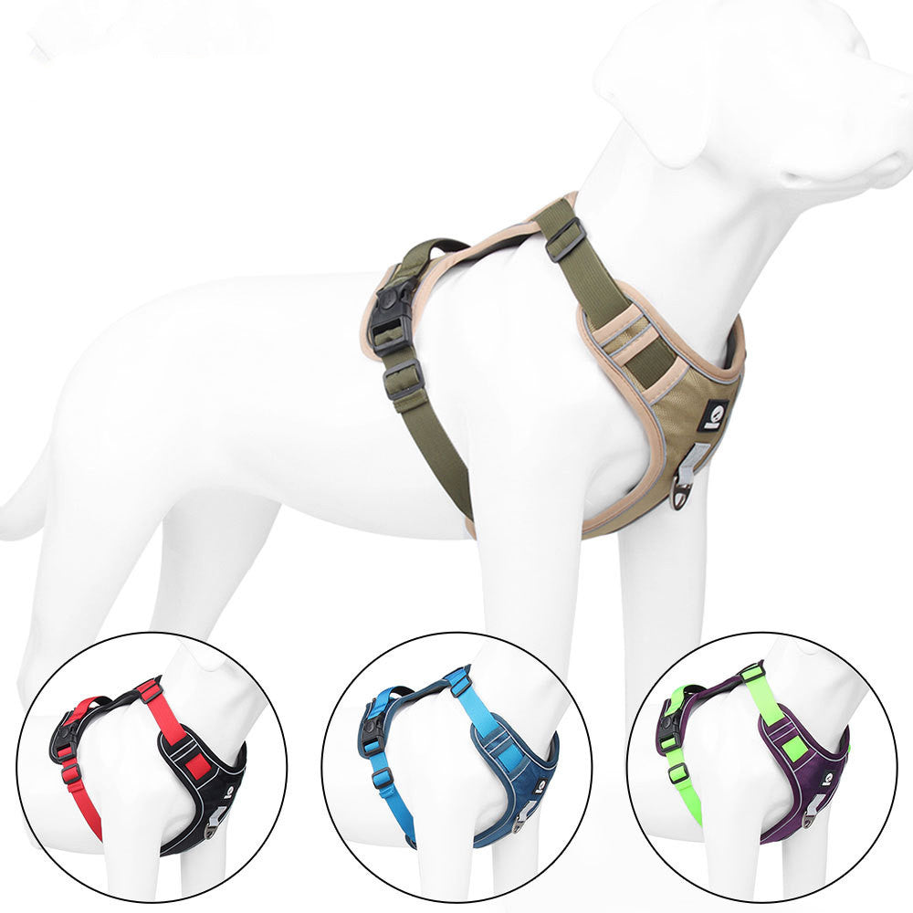 KFX-0894781 Reflective Oxford Cloth Chest Strap Dog Leash for Large Dogs - Adjustable Sizes S to XL