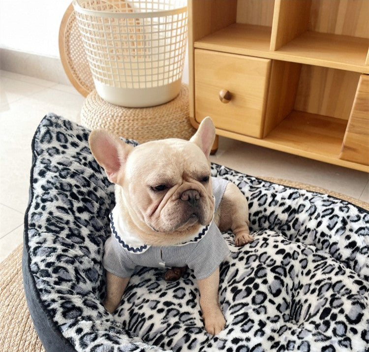 KFX-0895549 Cozy Black Plush Pet Sofa Dog Bed for Small Animals, 100 x 70 cm