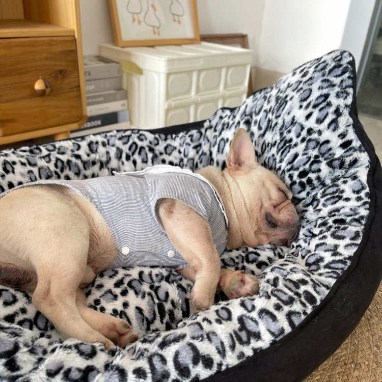 KFX-0895549 Cozy Black Plush Pet Sofa Dog Bed for Small Animals, 100 x 70 cm