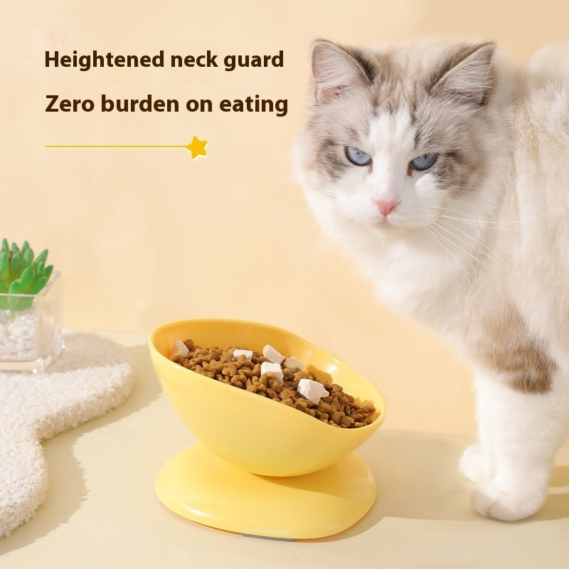 KFX-0895677 Large Caliber Anti-Spill Cat Bowl in Grass Green, Lemon Yellow, and Rouge Pink - 200ml Capacity