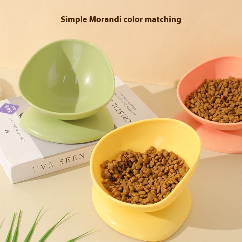 KFX-0895677 Large Caliber Anti-Spill Cat Bowl in Grass Green, Lemon Yellow, and Rouge Pink - 200ml Capacity