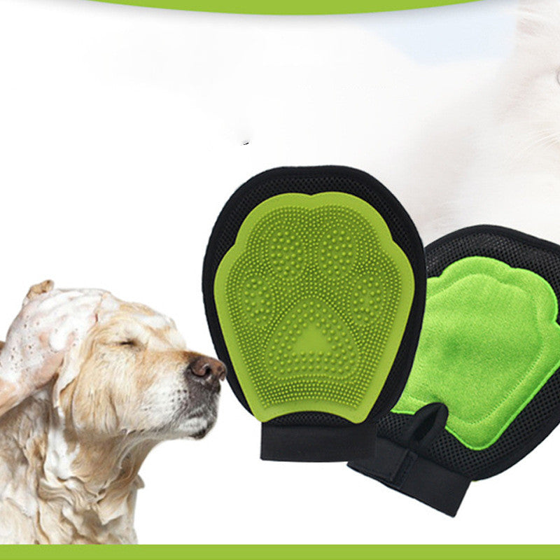 KFX-0897085 Pet Grooming Set with Rake Comb, Needle Comb, and Bath Gloves for Floating Hair Removal