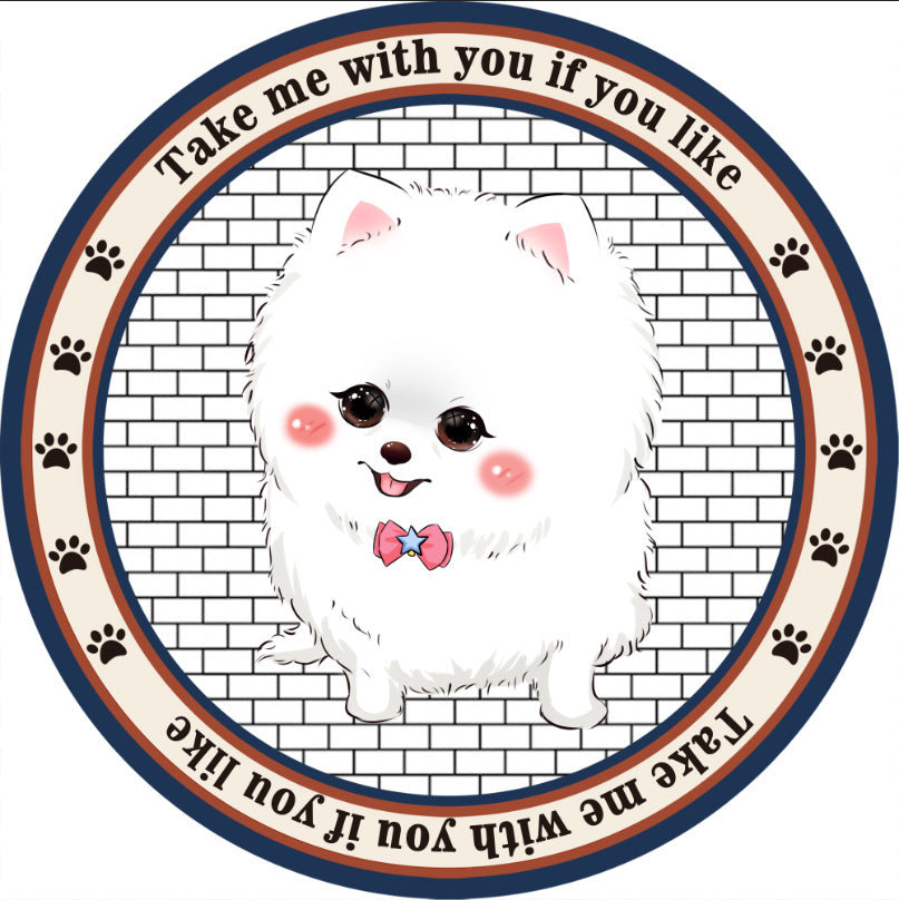 KFX-0897341 Round Non-Slip Cartoon Dog Mat for All Seasons - Available in Two Sizes