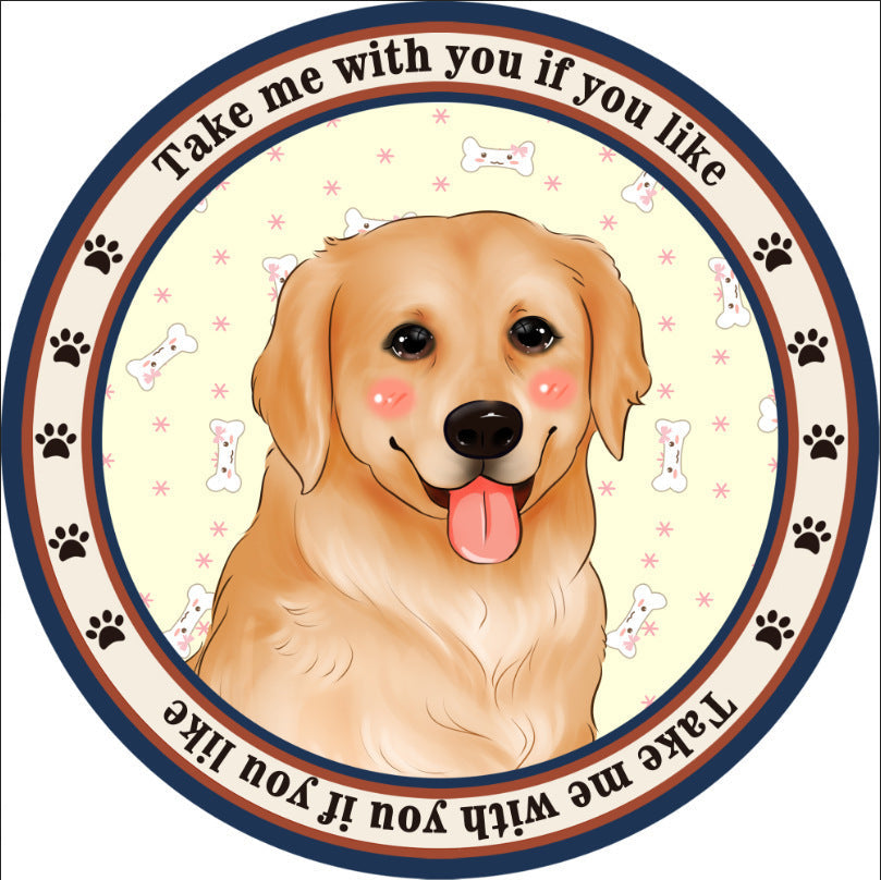 KFX-0897341 Round Non-Slip Cartoon Dog Mat for All Seasons - Available in Two Sizes