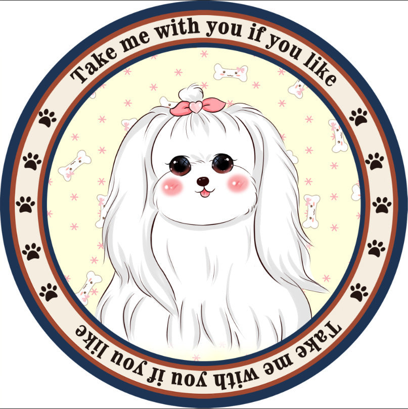 KFX-0897341 Round Non-Slip Cartoon Dog Mat for All Seasons - Available in Two Sizes