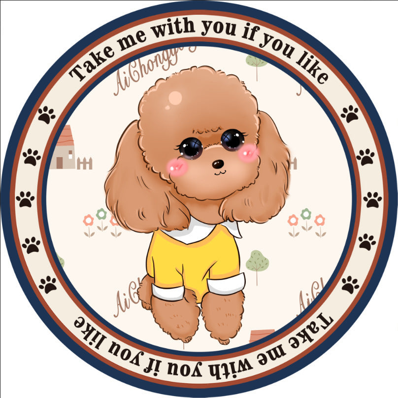 KFX-0897341 Round Non-Slip Cartoon Dog Mat for All Seasons - Available in Two Sizes