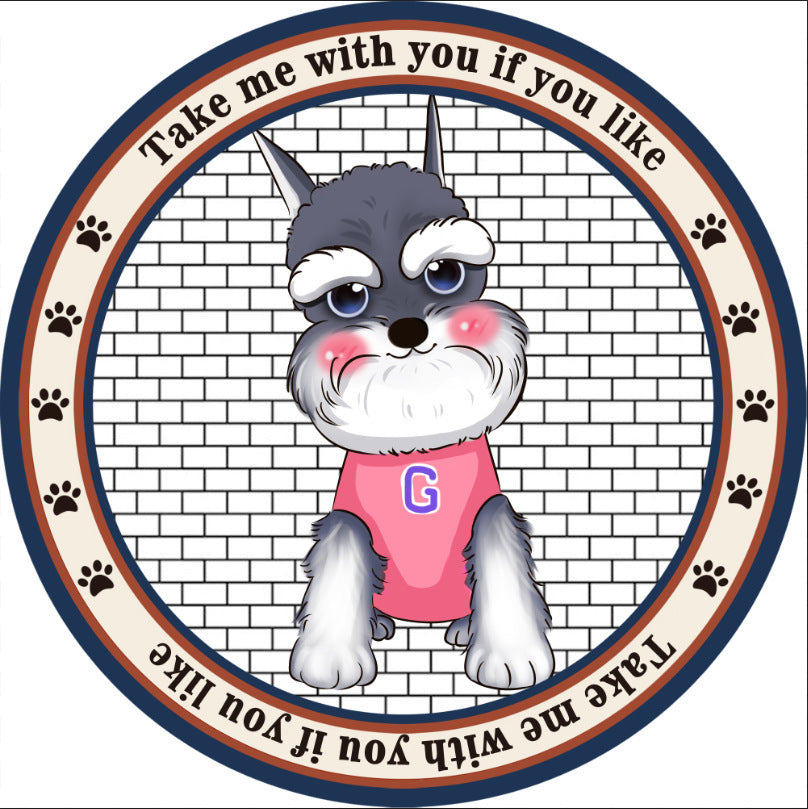 KFX-0897341 Round Non-Slip Cartoon Dog Mat for All Seasons - Available in Two Sizes