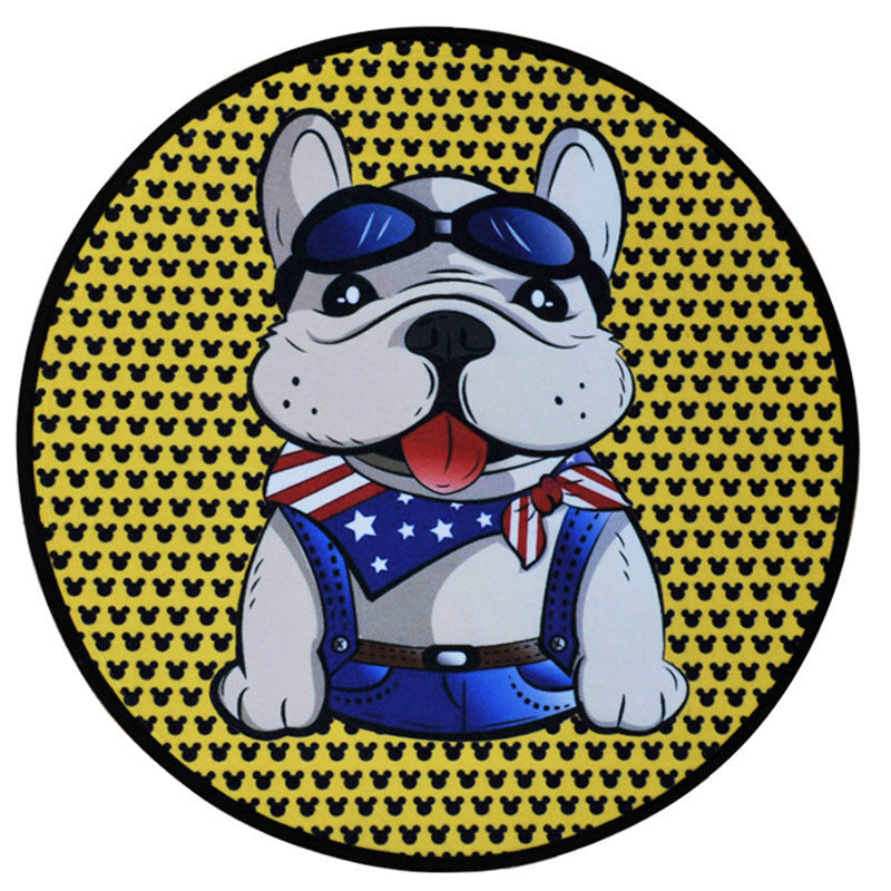 KFX-0897341 Round Non-Slip Cartoon Dog Mat for All Seasons - Available in Two Sizes