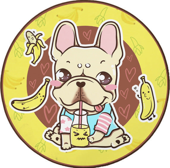 KFX-0897341 Round Non-Slip Cartoon Dog Mat for All Seasons - Available in Two Sizes