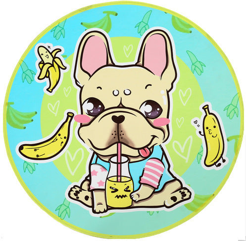 KFX-0897341 Round Non-Slip Cartoon Dog Mat for All Seasons - Available in Two Sizes